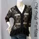 Floral Lace Sheer Cardigan Blouse Top Black