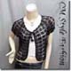 Crochet Silvery Thread Front Tie Shrug Bolero Black
