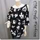 Sequin Strap Flowery Cut Off Shoulder Tunic Black White