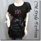 Flutter Sleeve Flowy Tunic w/ Belt Black