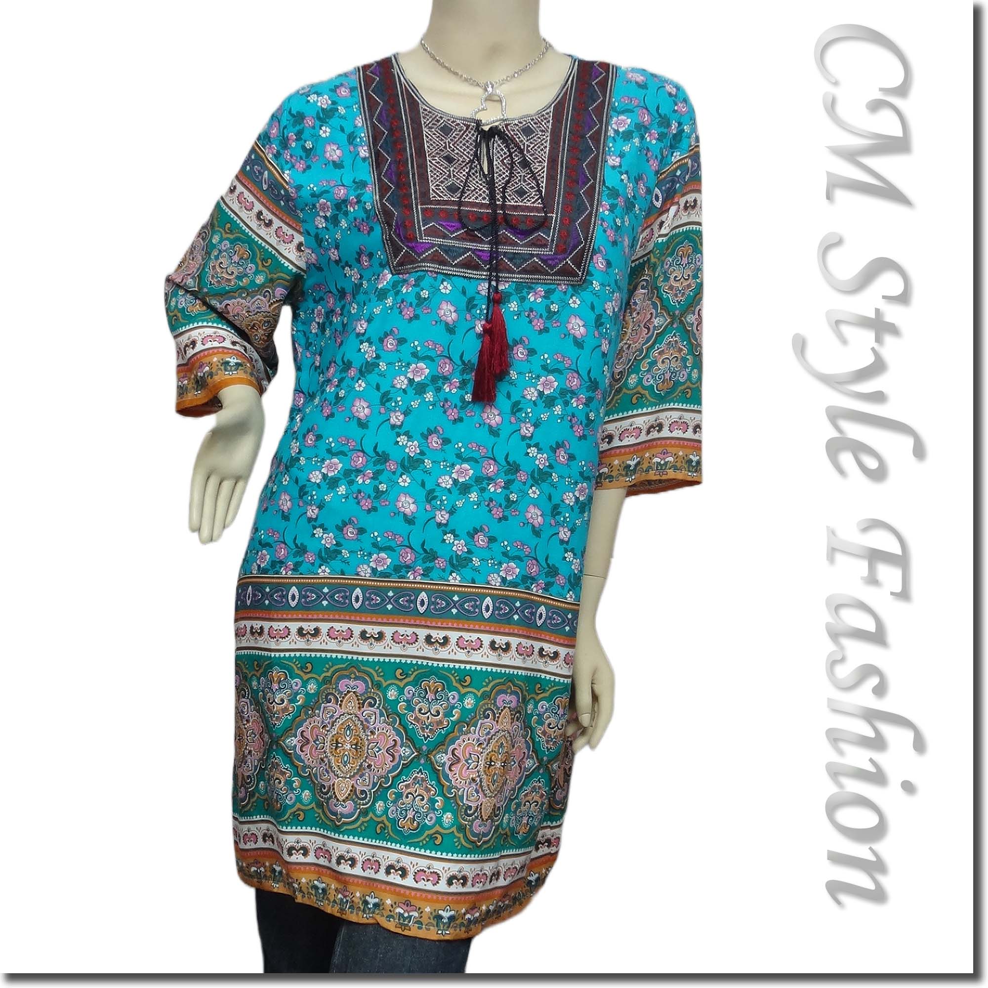 Ethnic Embroidery Floral Kaftan Tunic